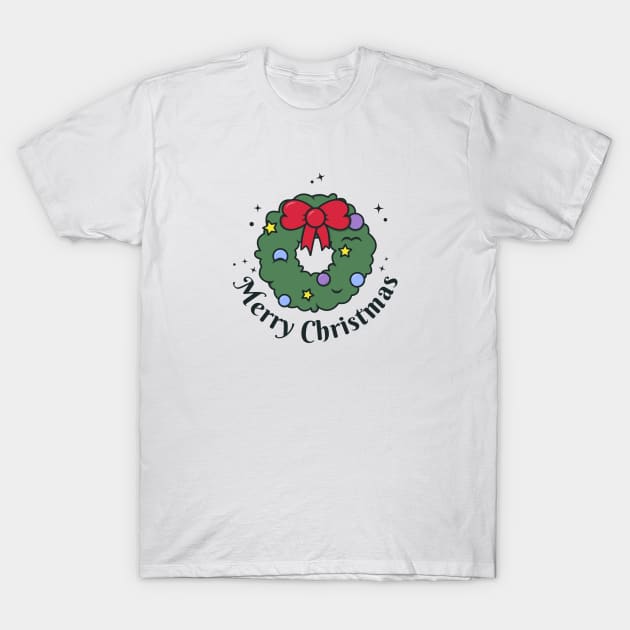 Christmas wreath - Merry Christmas T-Shirt by OgyDesign